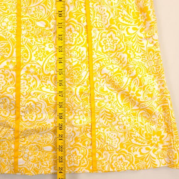 Norton A Line Skirt Stretch Side Zip Trim Seaming Women 16W Yellow Floral Summer - Picture 7 of 13